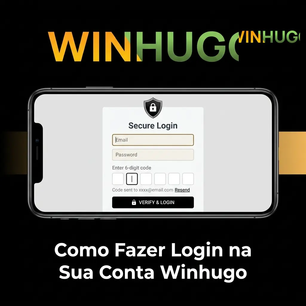 Tela de login da conta Winhugo com campos de e-mail e senha para acessar jogos e apostas