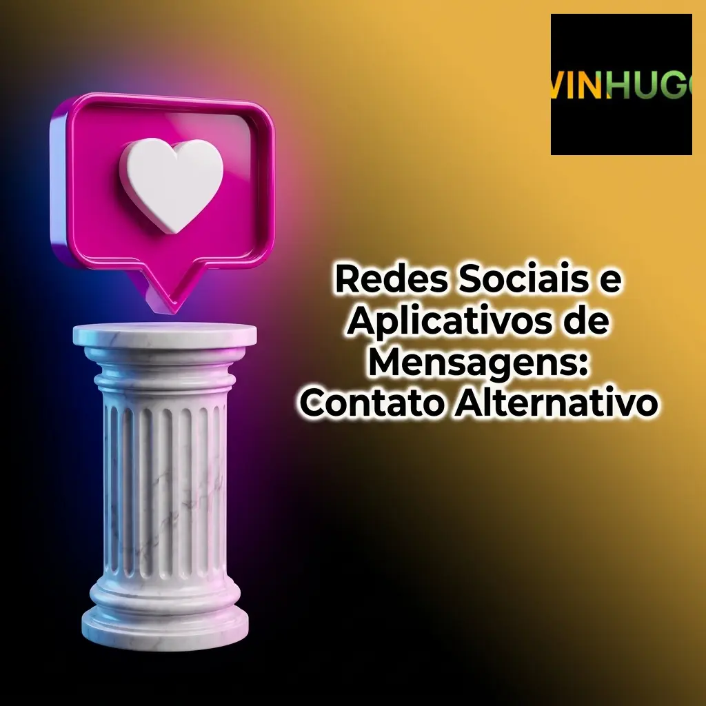 Ícones de WhatsApp, Telegram, Facebook e Twitter para suporte Winhugo via redes sociais e mensagens