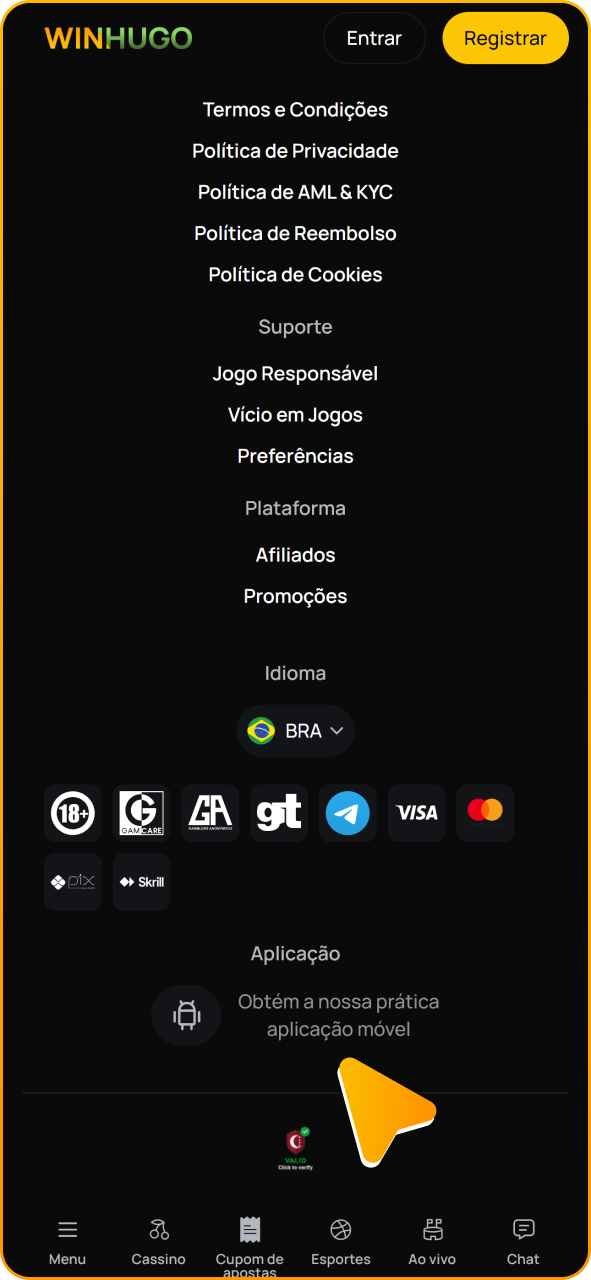 Baixe o aplicativo Winhugo para começar a apostar em basquete.