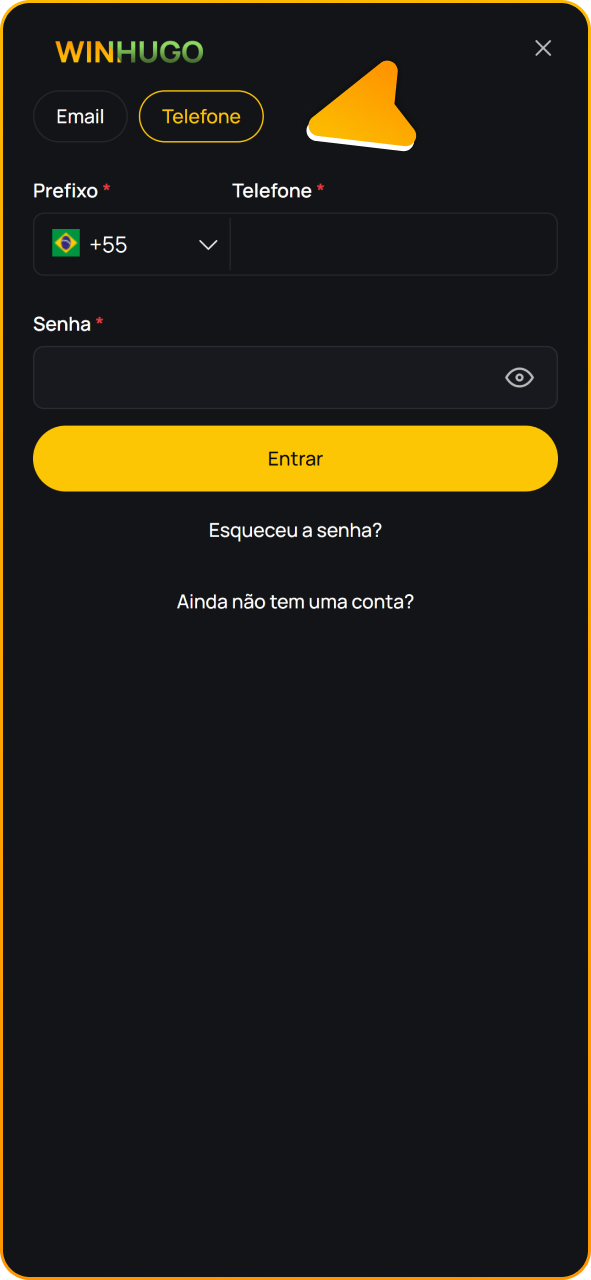 Abra o aplicativo Winhugo e faça login para apostar em basquete.