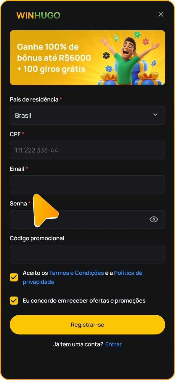 Cadastre-se no Winhugo para receber bônus.