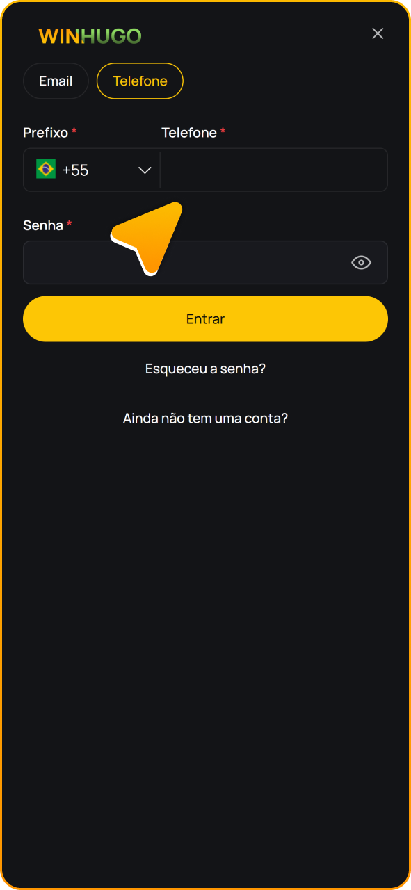Faça login na sua conta Winhugo para apostar em partidas de críquete.