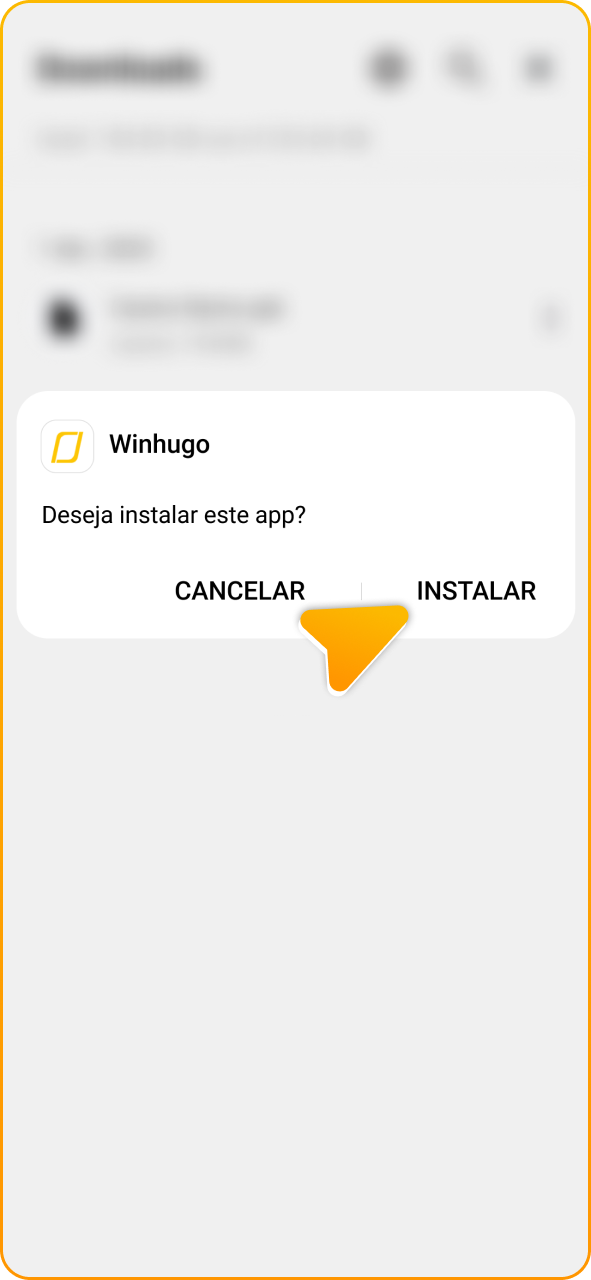 Instale o APK do Winhugo que você baixou e abra-o para fazer login.