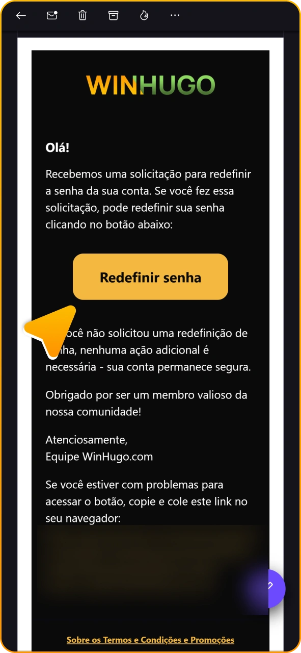 Clique no link de recuperação de senha do Winhugo.