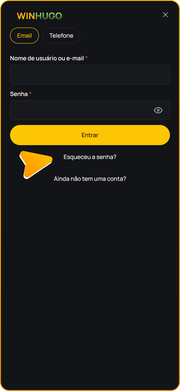 Encontre este botão para redefinir sua senha do Winhugo.