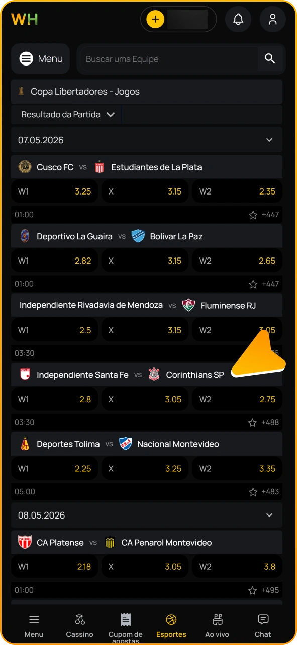 Selecione a liga de futebol para apostar na casa de apostas Winhugo.
