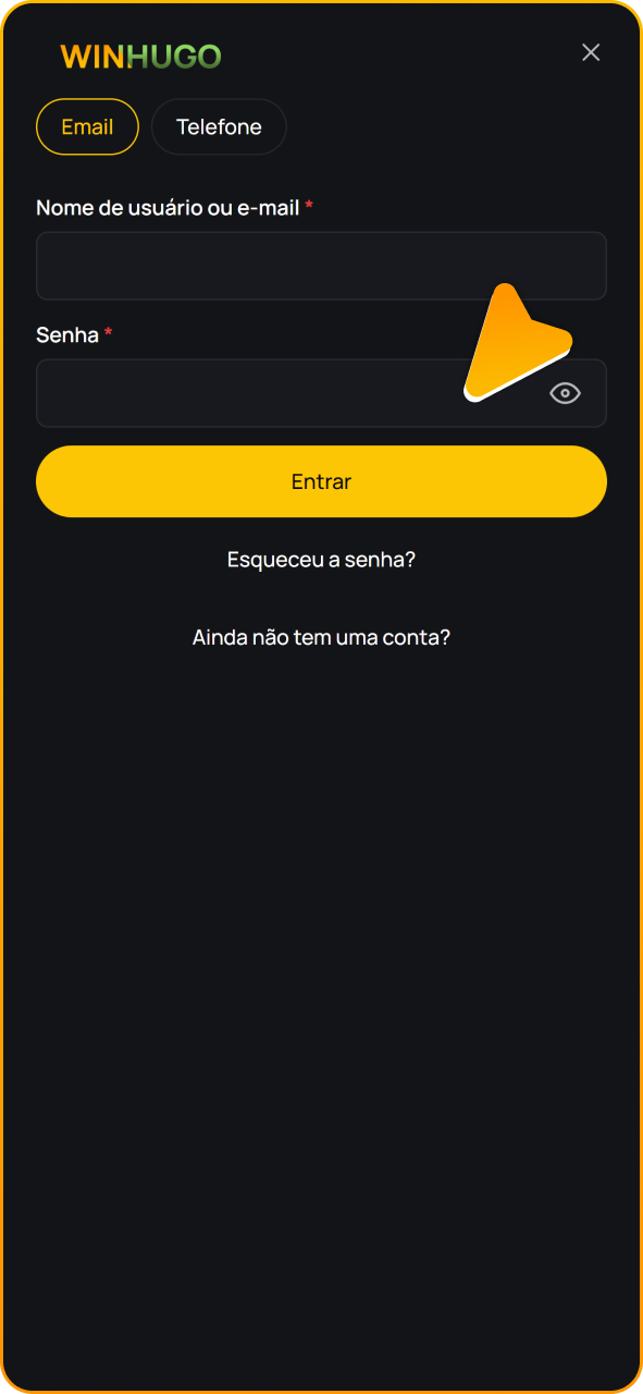 Faça login para começar a apostar em futebol na Winhugo.