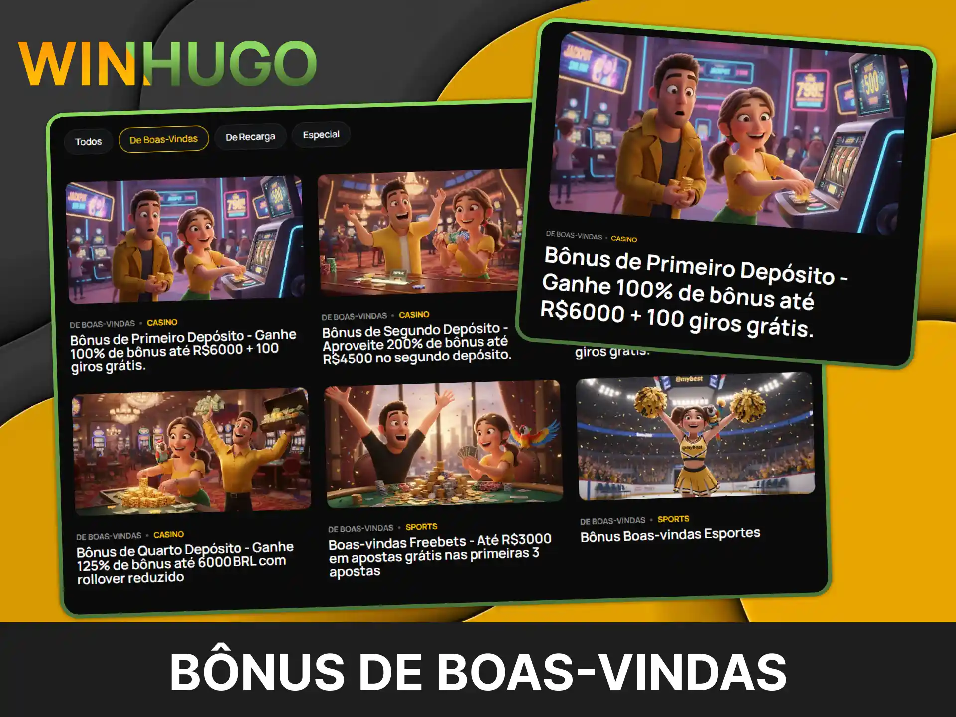 Aproveite o bônus de boas-vindas da Winhugo e comece a ganhar hoje.