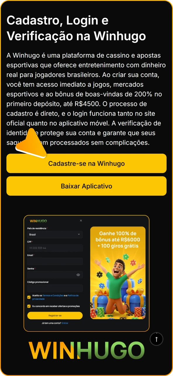 Clique neste botão para se cadastrar no Winhugo.